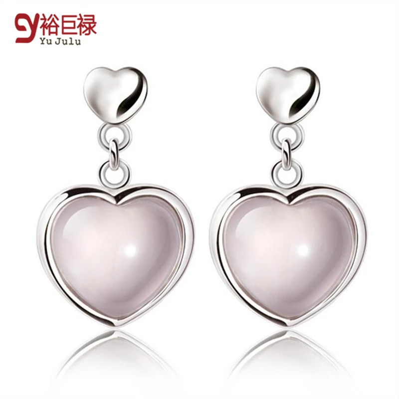 

Tremella nail female natural lotus Stone Earrings Ear powder heart jewelry wholesale Earrings female natural Hibiscus stone