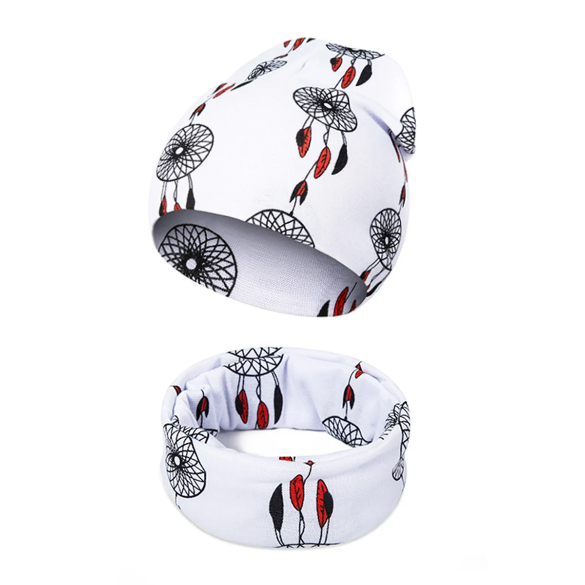 REAKIDS/модные детские вязаные шапочки с шарфом, хлопковая шапка с рисунком для мальчиков и девочек, зимние шапочки, детская шапка, теплый шарф унисекс - Color: money tree