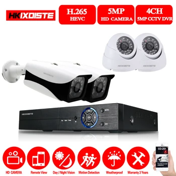 

HKIXDISTE 4CH 5.0MP Security Camera System 5MP CCTV Surveillance Kit DVR 5MP Video Output Kit 40m Night Vision Camera HDMI P2P