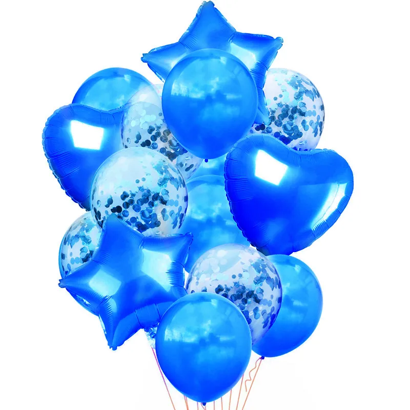 14 шт мульти воздушный шар "Конфетти" латексные шары с днем рождения воздушные шары звезда Гелиевый шар детский душ Свадебный декор - Цвет: deep blue