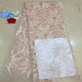 

Cassiel French African Embroidered Net Lace Fabric 2019 High Quality Lace For Nigerian Pink Tulle Guipure Cord Lace Fabric