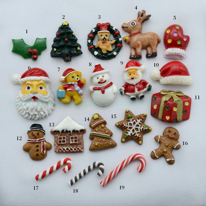 

20PCS Resin Christmas Series Crafts Flatback Cabochon Scrapbooking Decoration Fit Hair Clips Embellishments DIY Gingerbread Man
