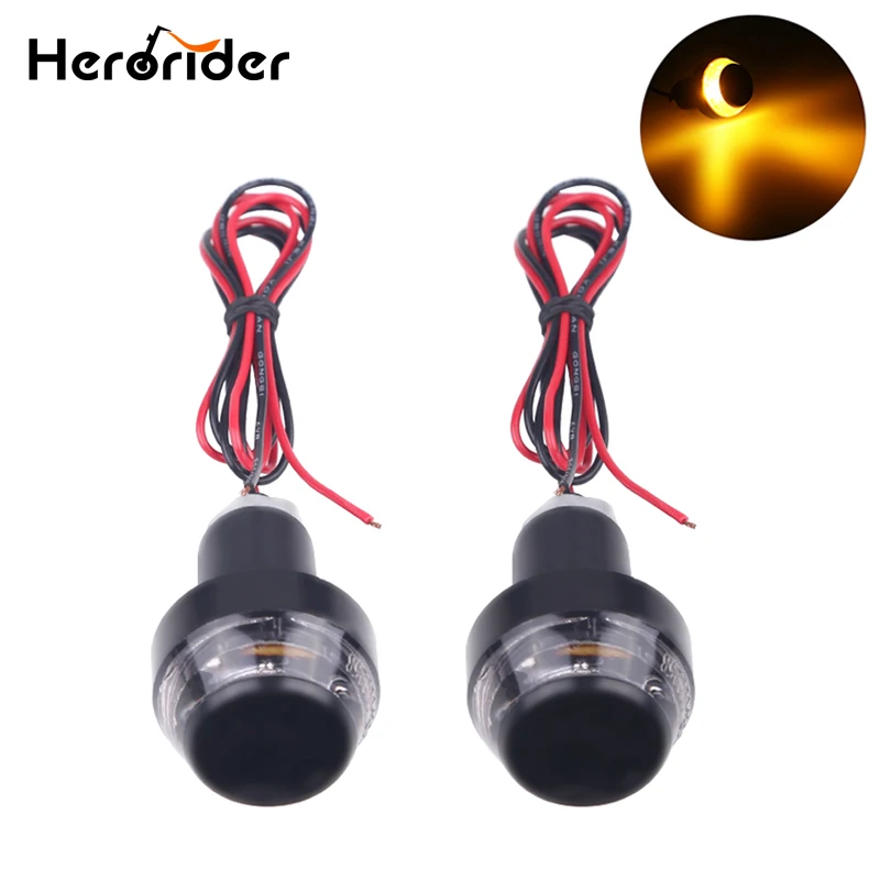 

LED Handlebar Motorcycle Turn Signal Light Amber Indicator Flasher Bar End Blinker Universal LED For 22mm Handlebar Motorcycle