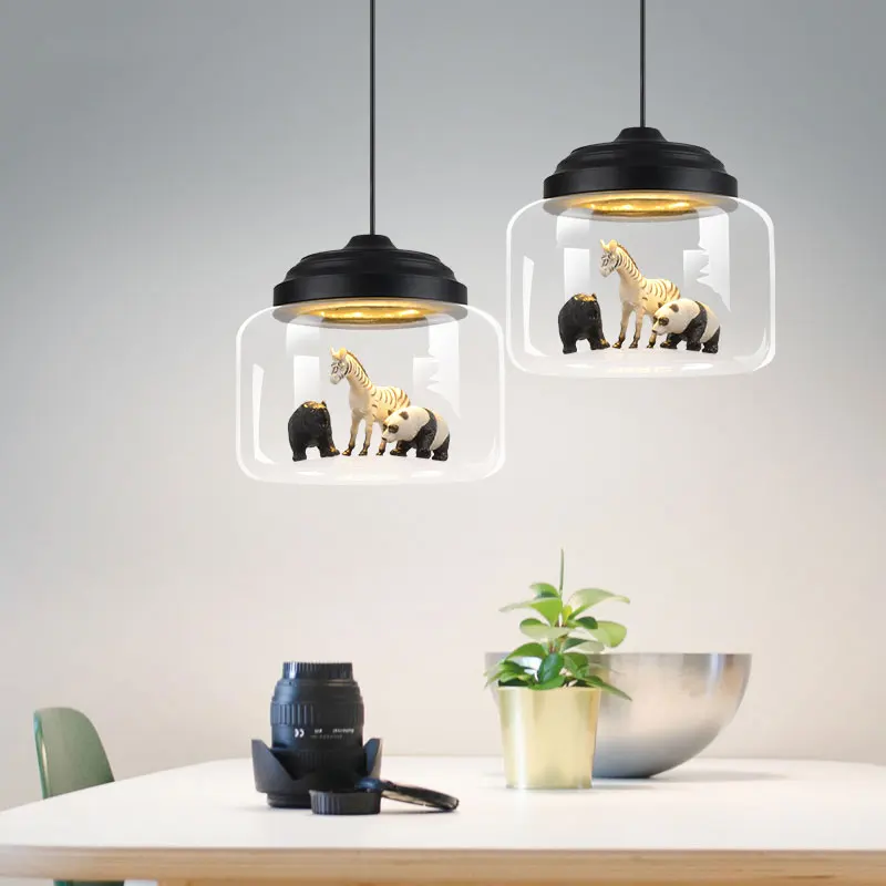 Современный Стеклянный светодиодный подвесной светильник, люстра в скандинавском стиле, современный минималистичный светильник в виде животных, подвесные лампы для спальни, столовой
