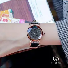 GUOU часы для женщин модные кожаные женские кварцевые часы Изысканный Кристалл женские наручные часы relogio feminino reloj mujer saat