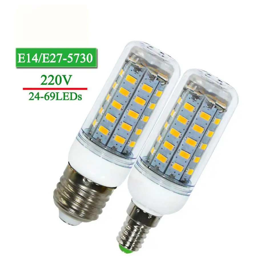 220 В 24 36 48 56 69leds Светодиодная лампа Рождество лампада Светодиодный прожектор Освещение в помещении E27 E14 LED лампы кукурузы огни SMD5730