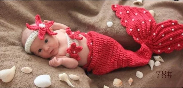 Hand Made Wool Crochet Cute Newborn Kids Infant Baby Red Little