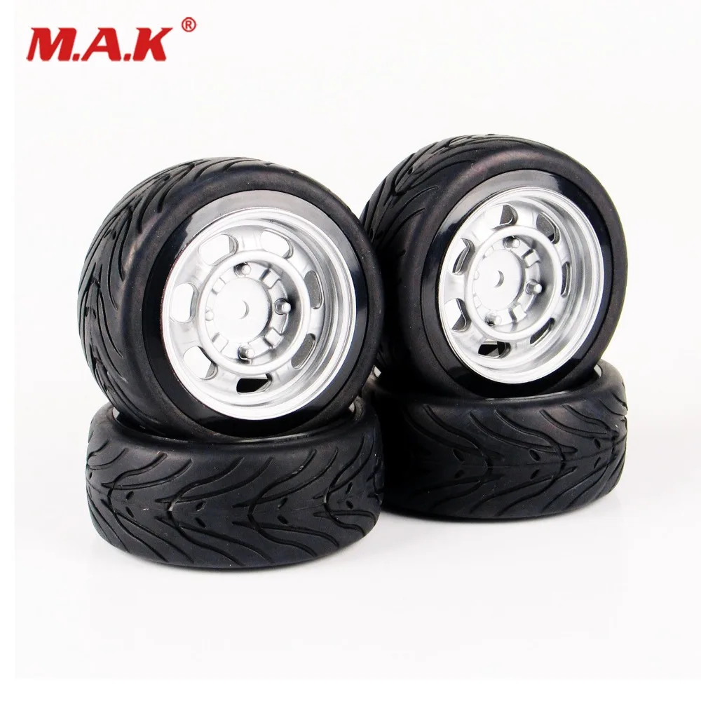 4pcs/lot Rc Car Tires 1/10 Flat Racing Rubber Tire Wheel Rim 12mm Hex