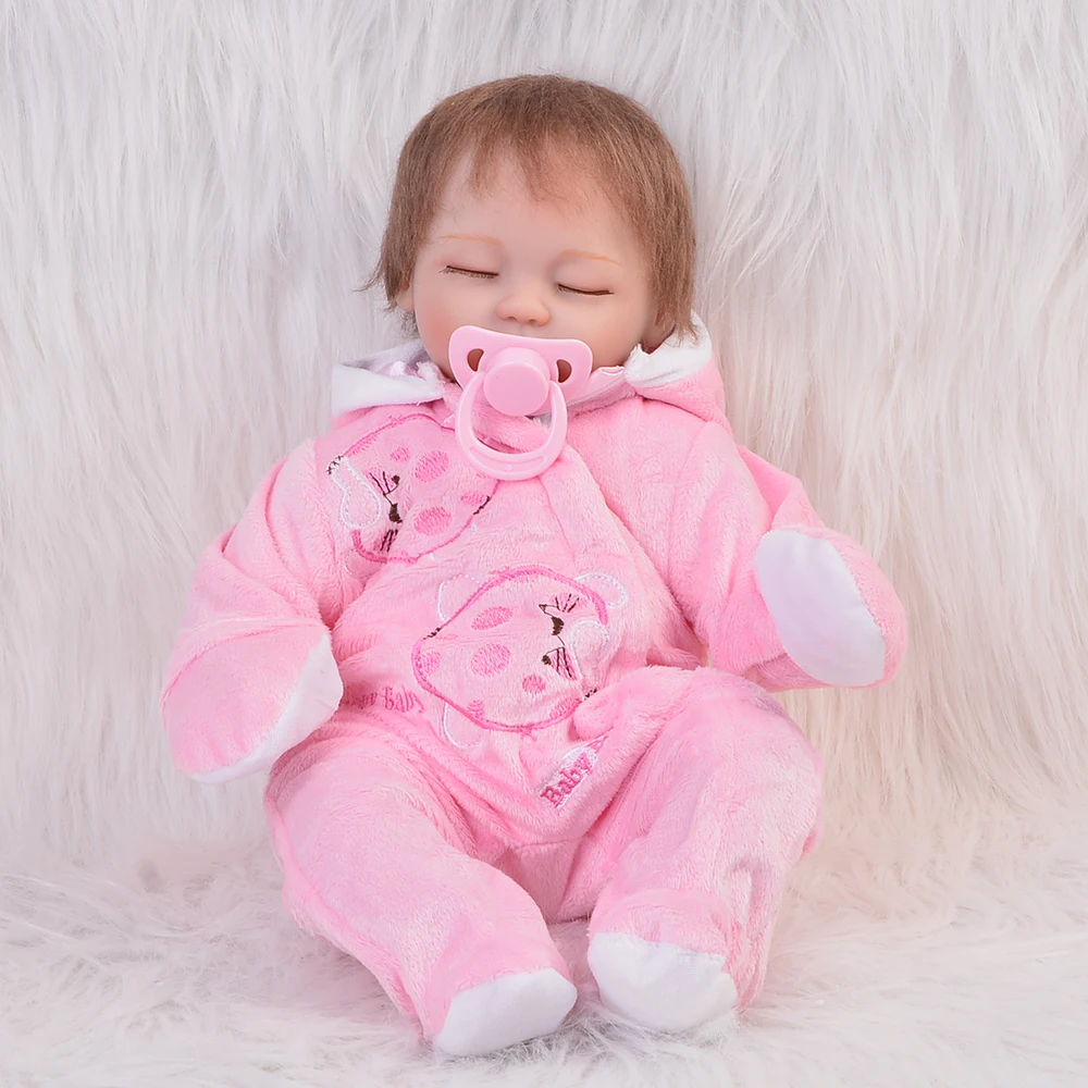

Collection 18 Inch Sleeping Reborn Baby Doll Silicone Vinyl Cute Princess Girl Dolls Wearing Pink Clothes Kids Birthday Gift