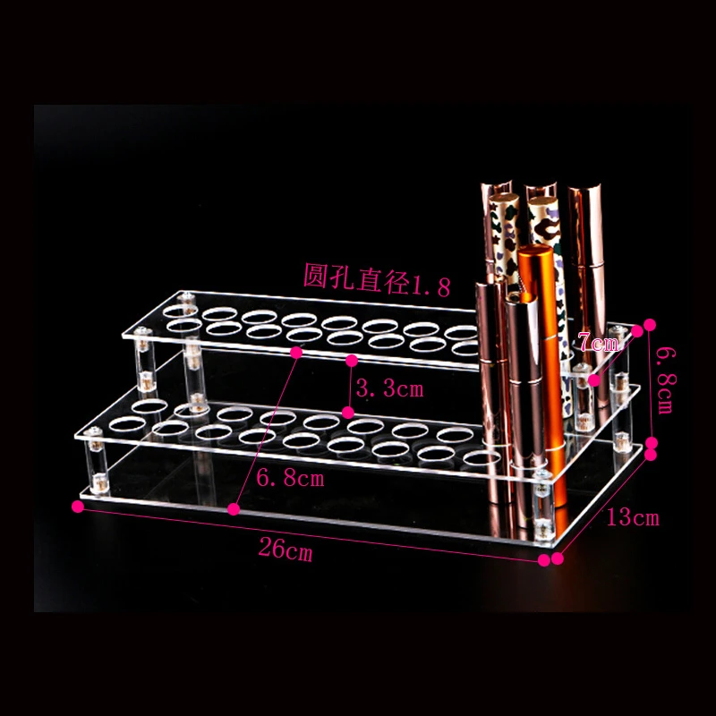 Transparent Clear Acrylic 41-Hole Lipstick Lip Gloss Nail Polish Cosmetics Makeup Organizer Box Case Display Holder Rack Stand |