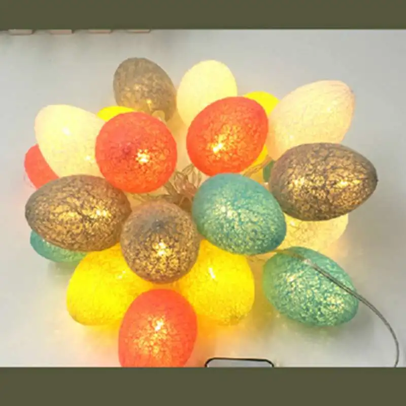 

Colorful Easter Eggs Shape Cute LED Lights String Cotton Thread For Easter Decorations For Home Balcony Bedroom Garland