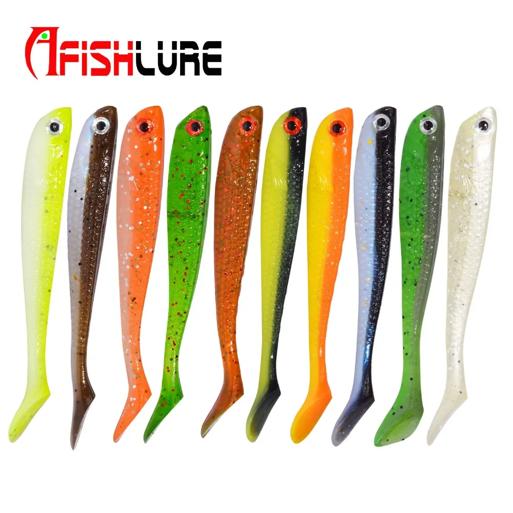 Мягкая рыболовная приманка Afishlure 10 шт./лот окунь вес 75 мм/2 8 г Т образный хвост