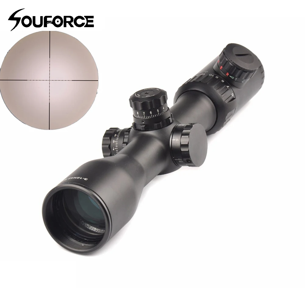 

Optical 3-12x42 SF Sight Rifle Scope Mil-Dot Reticle Red Green Black Illumination Fit 20mm Rail Mount for Hunting