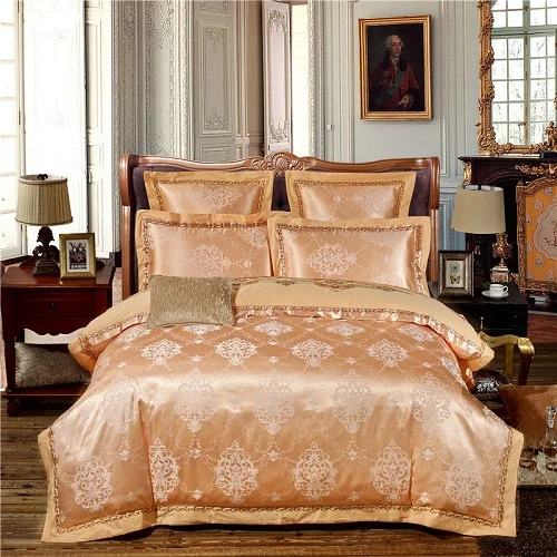 Серебряный Цвет queen King size постельного белья пятнистый жаккардовый роскошный 4/6 шт. Свадебные Постельное белье подходит Bedlinen26 - Цвет: Color 9