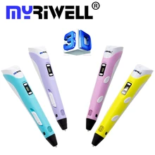 1.75 мм ABS/PLA DIY 3D Печать Ручка LED/ЖК-Экран 3D Ручка Живопись Ручка + Нити + адаптер Творческий Подарок Игрушки Для Детей, Дизайн, Рисование