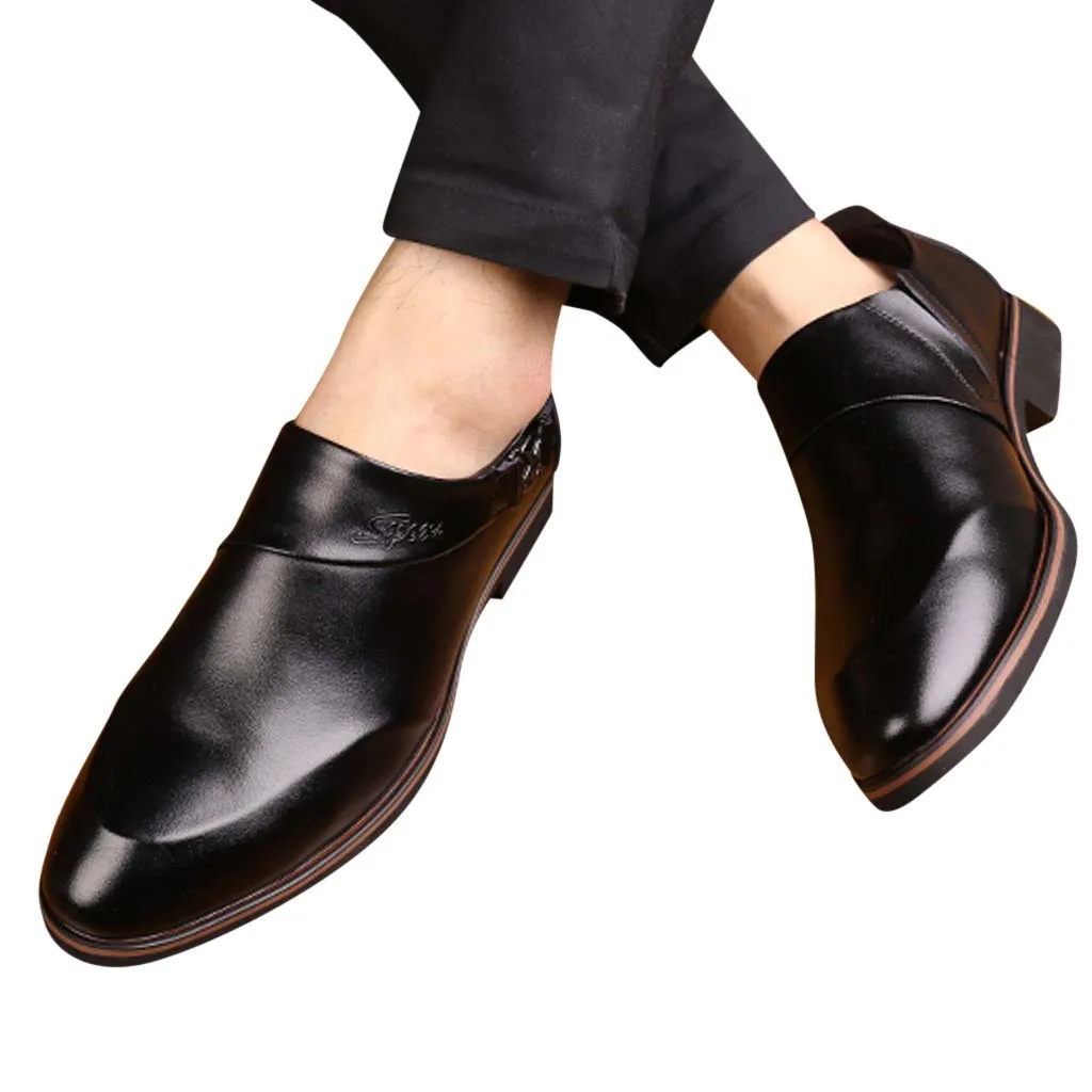 Новинка года; брендовая мужская официальная обувь; мужские туфли-оксфорды из лакированной кожи с острым носком без застежки; модельные туфли в деловом стиле; Apr26
