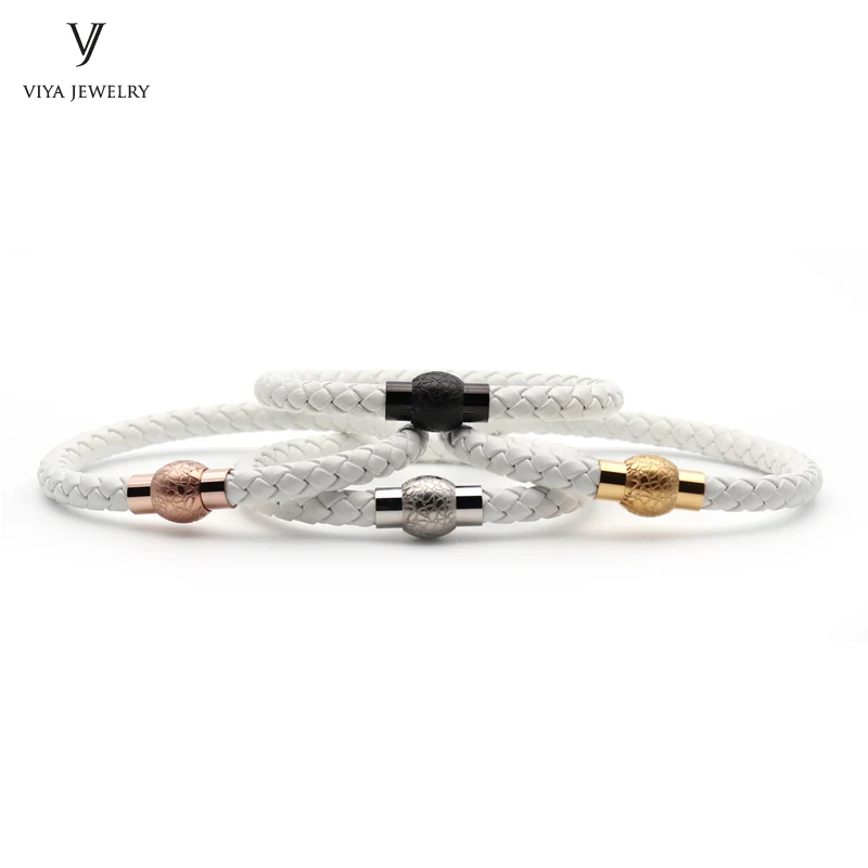 Colorful Braided leather bracelet With Magnet Lock Hardware Magnetic Closure Women Leather Bracelet Best Friendship Gift Has Box(112)