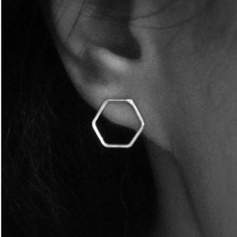 

Simple Korean Creative Geometric Sliver Color Stud Earrings For Women Small Ear Studs Earing Brincos Ear Jewelry Girls Gift