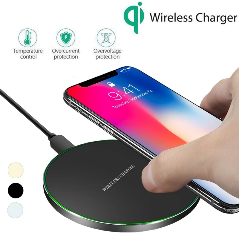 QI Wireless Charger For iPhone XR XS 10 8 Plus Fast Charging Pad Metal