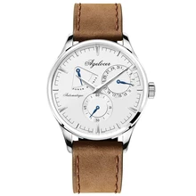 Agelocer Fashion Casual Watches for Men Analog Automatic Watches with Calendar Power Reserve Genuine Leather Strap Watches 4101A
