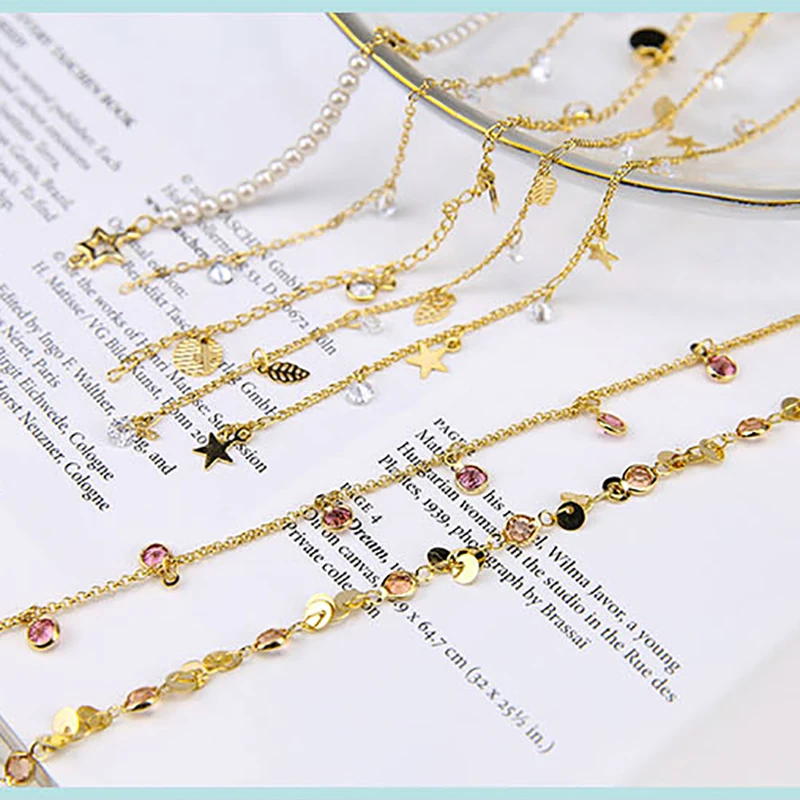 

1meter diy bead chain necklace for women copper plated crystal pearl zircon bracelet material handmade jewelry accessories