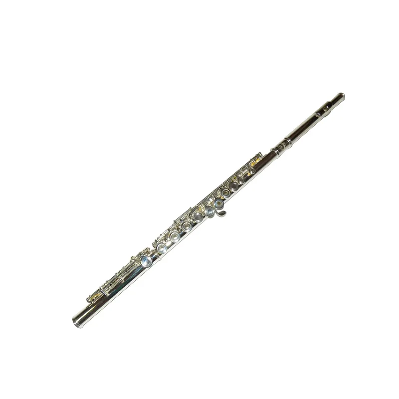 Free shipping silver plated 17 key flute open hole+ closed hole together