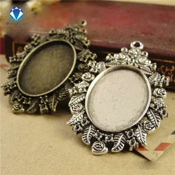

10pcs/lot antique bronzer/antique Silver filigree cameo cabochon 18*25mm base setting pendant tray
