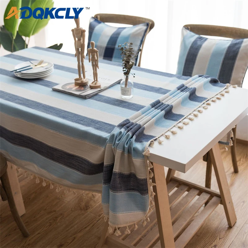 ADQKCLY Simple Elegant Dining Table Cover 100 Polyester Striped Anti