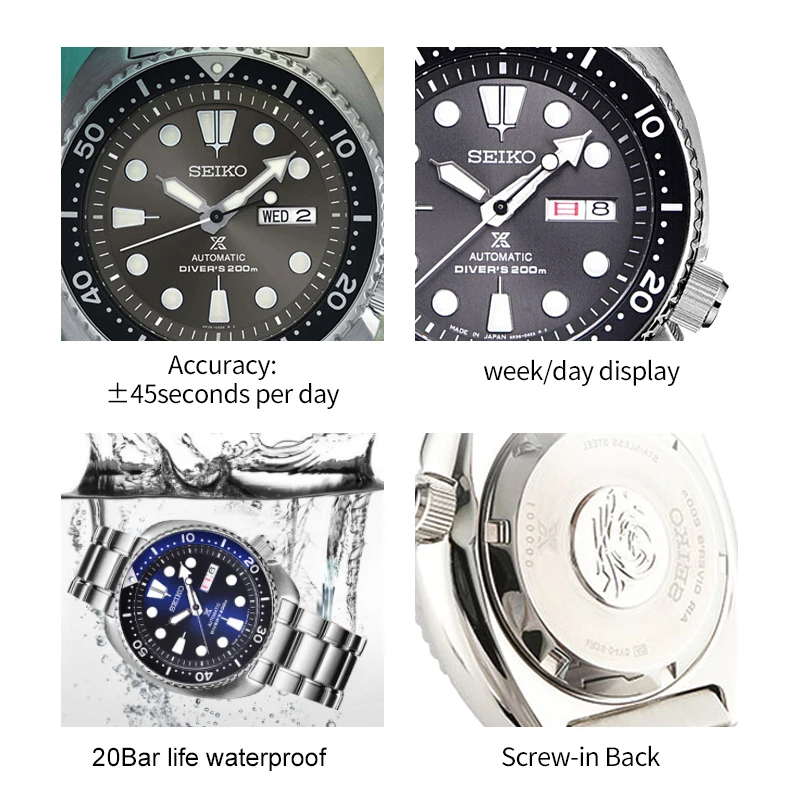 100% оригинальные мужские часы SEIKO автоматические механические наручные 20 бар