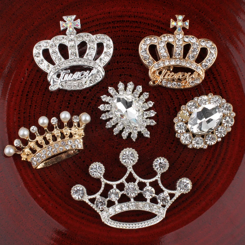 

30PCS Vintage crown/oval/flower Metal Rhinestone Buttons Bling Flatback Flower Centre Crystal Buttons for Hair accessories