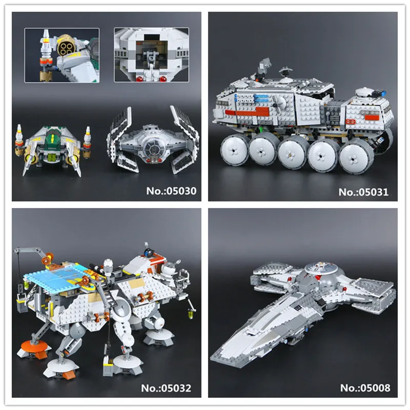 

LEPIN 05008 Force Awakens Infiltrator 05030 Tie Advanced fighter 05031 Clone Turbo Tank 05032 Rex's AT Captain TE Building Block