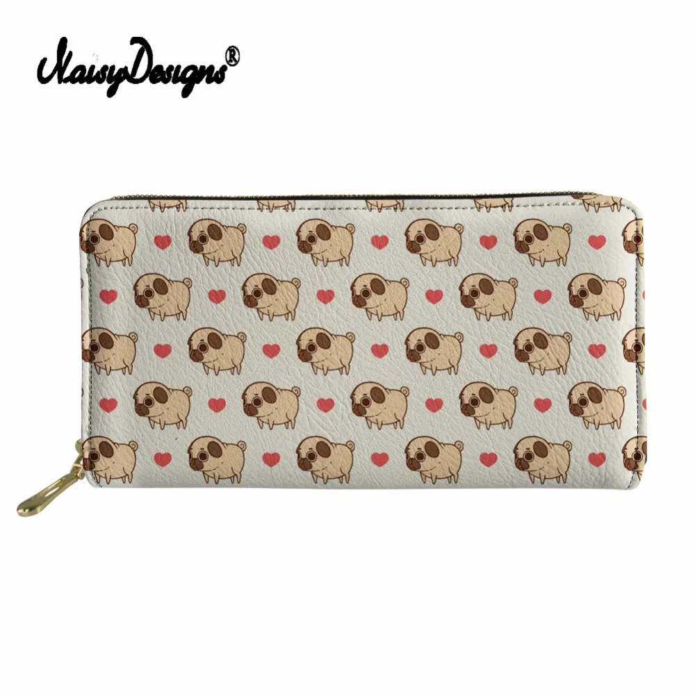 

Women Leather Long Wallets Famous Brands Kawaii Pug Purse Ladies Long Leather Wallet Luxury Female Cartera De Mano Para mujer