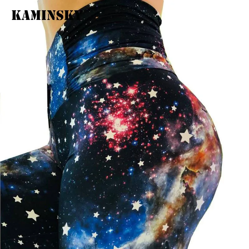 Каминского Новый Печать Легинсы космический Звездное спортивная одежда с принтами Для женщин леггинсы Высокая талия сексуальные брюки