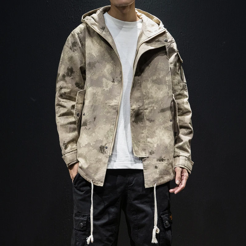 

Japan Style Autumn Jacket Men Brand New Camouflage Print Hooded Windbreaker Mens Jackets Long Sleeve Plus Size Coat Man 5XL-M