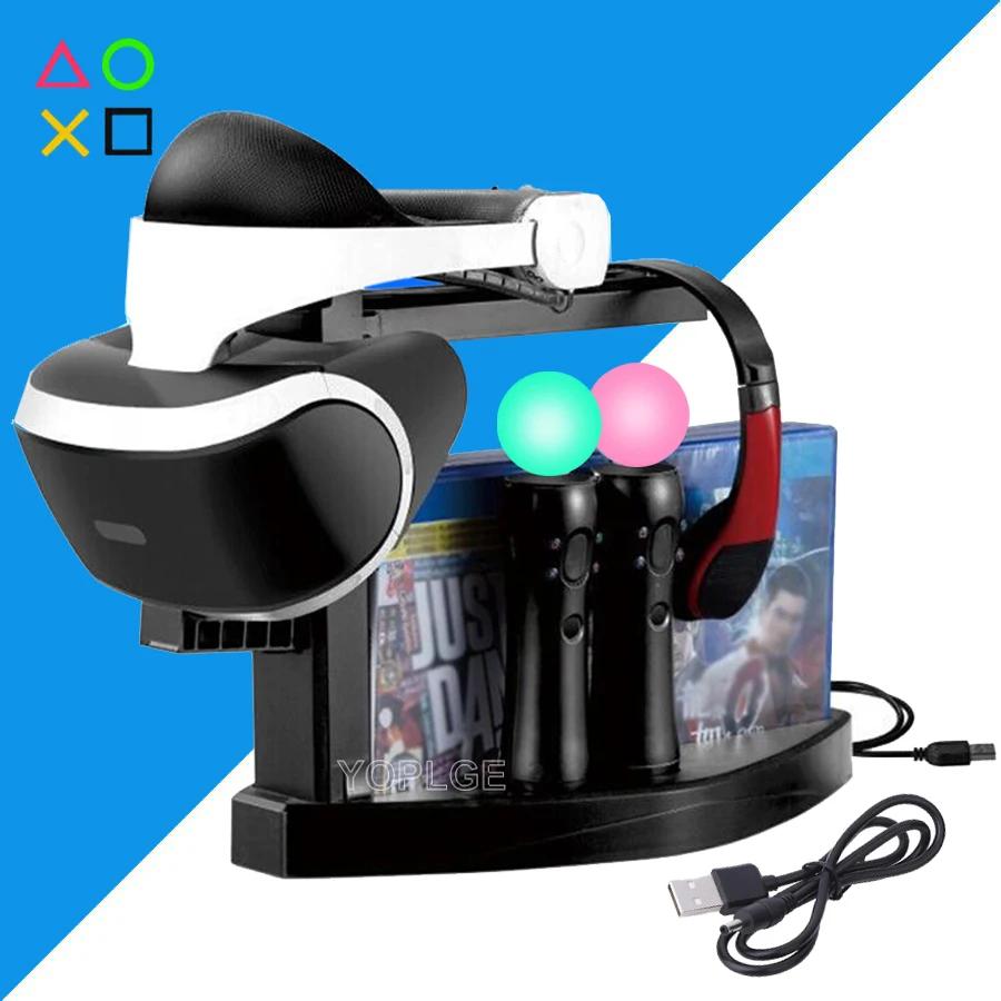 

PS VR Storage Stand Dual Move Controller Charger PS4 Gamepad Charging Dock Station Headset Games Holder for PSVR CUH-ZVR2 2th