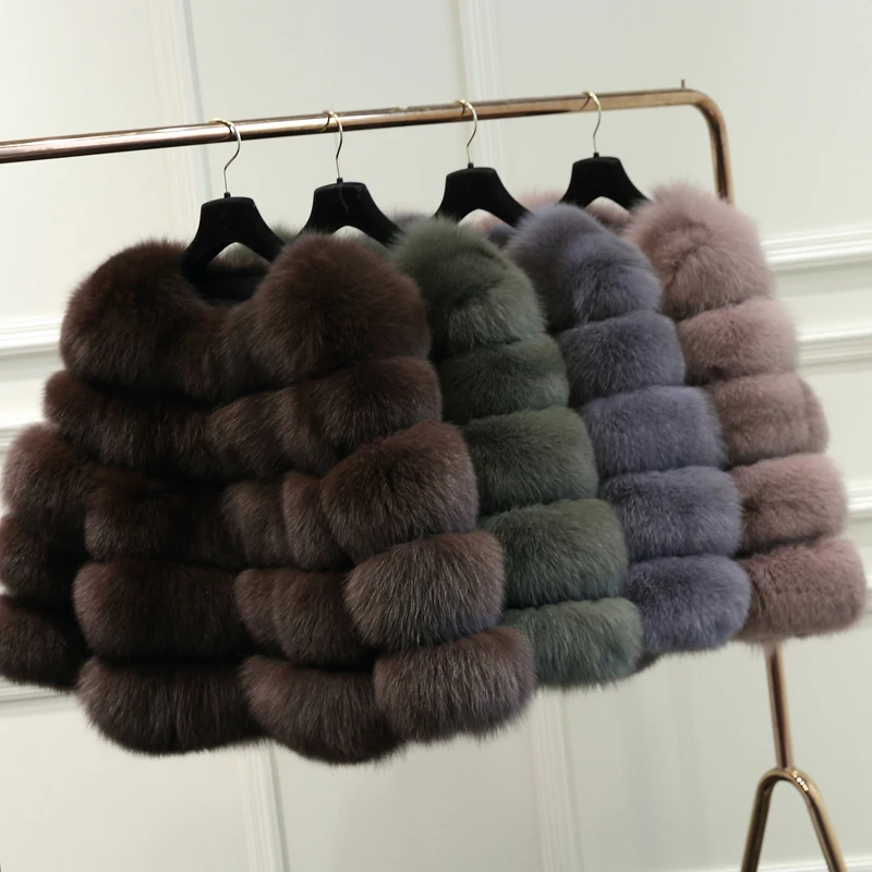 DHL-Natural-full-leather-White-Fox-Coat-Blue-fox-fur-Women-Garment-horizontal-stripe-short-Real