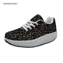 Twoheartsgirl/дышащая женская обувь на платформе; обувь для танцев с математической формулой; женская обувь на танкетке со шнуровкой; обувь для похудения; обувь для отдыха