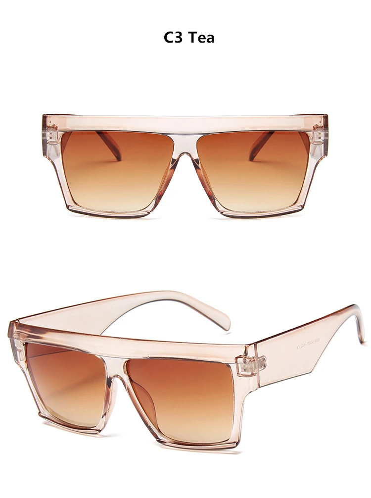 Новые женские крупные солнцезащитные очки квадратная Большая рама с плоским верхом Солнцезащитные очки женские мужские винтажное зеркало градиент оттенков UV400