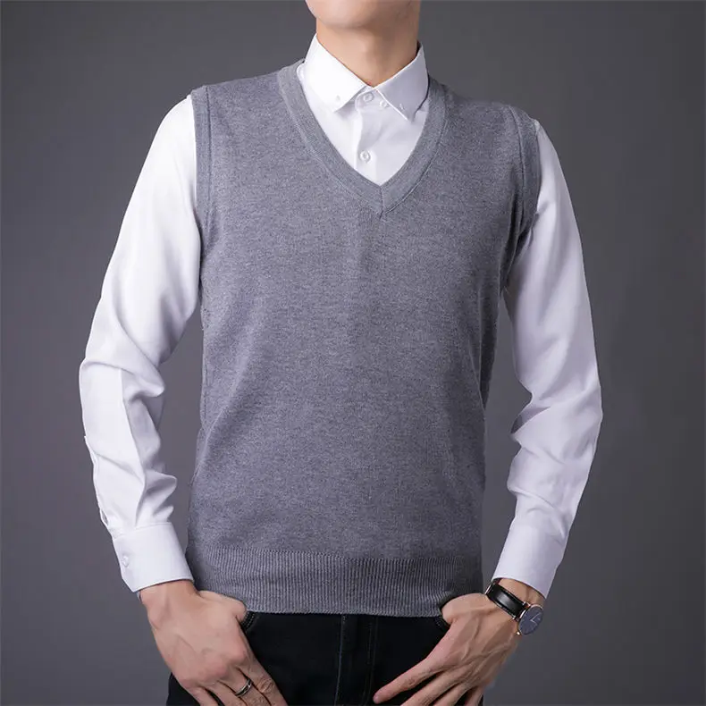 Men Sweater Vest Male Winter Knitted Sleeveless Sweater Men Pullover Flexible V-neck Jumper Autumn 1111 Global Shopping Festival 2