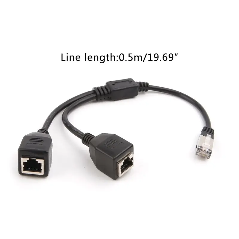 

RJ45 Male To 2 Female Socket Port LAN Ethernet Network Splitter Adapter Cable 25cm