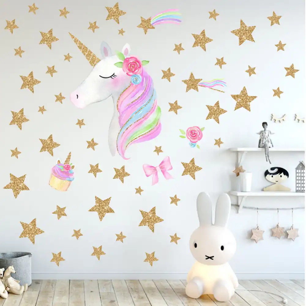 Unicorn Dinding Unicorn Dekorasi Dinding Stiker Dengan Bintang Untuk Kamar Anak Anak Unicorn Hadiah Untuk Anak Perempuan Anak Laki Laki Kamar Tidur Nursery Rumah Pesta Wall Stickers Aliexpress