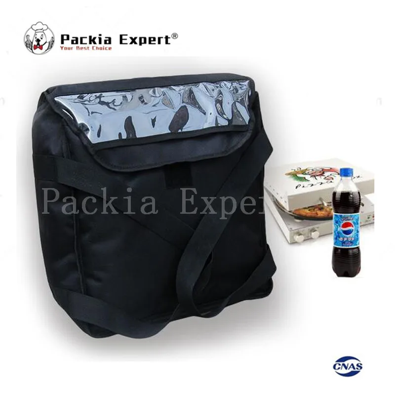 Black Color 36*36*18cm 14inch pizza delivery bag with heat generating