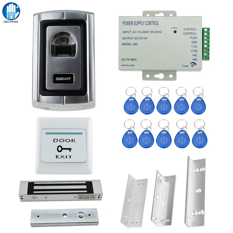 

Access Control System Kit Set F007-EM Access Control Machine+Lock+Power Supply+Keyfobs+Switch+Door Holder+Bracket For Office