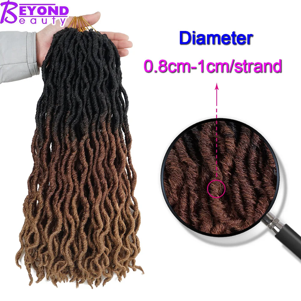 Ombre Faux locs кудряшки для наращивания 20 дюймов синтетические мягкие крючком косы дредлок для наращивания волос