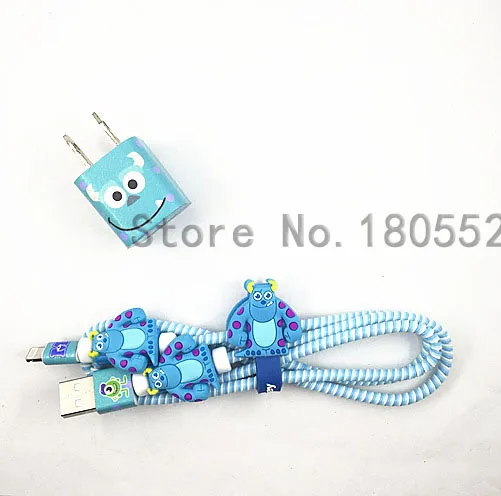 1,4 м мультфильм USB зарядное устройство кабель протектор Diy набор с намоткой кабеля зарядные наклейки Спиральный шнур протектор для iphone 5 6 6s 7