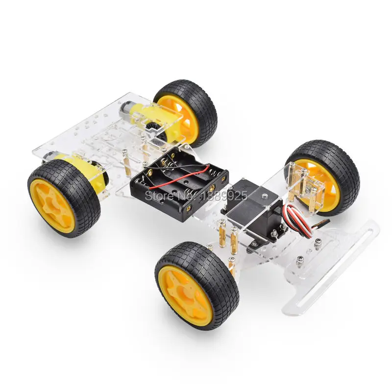 Рулевой двигатель 4 колеса 2 двигателя умный робот шасси автомобиля наборы DIY для Ar-duino