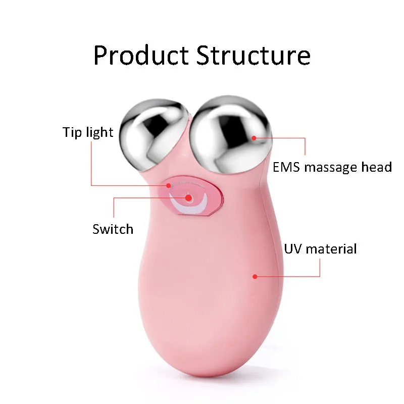 Микропоток EMS аппарат для подтяжки кожи лица Электрический ролик для лица Подтяжка кожи удаление морщин Вибрация красота массажер