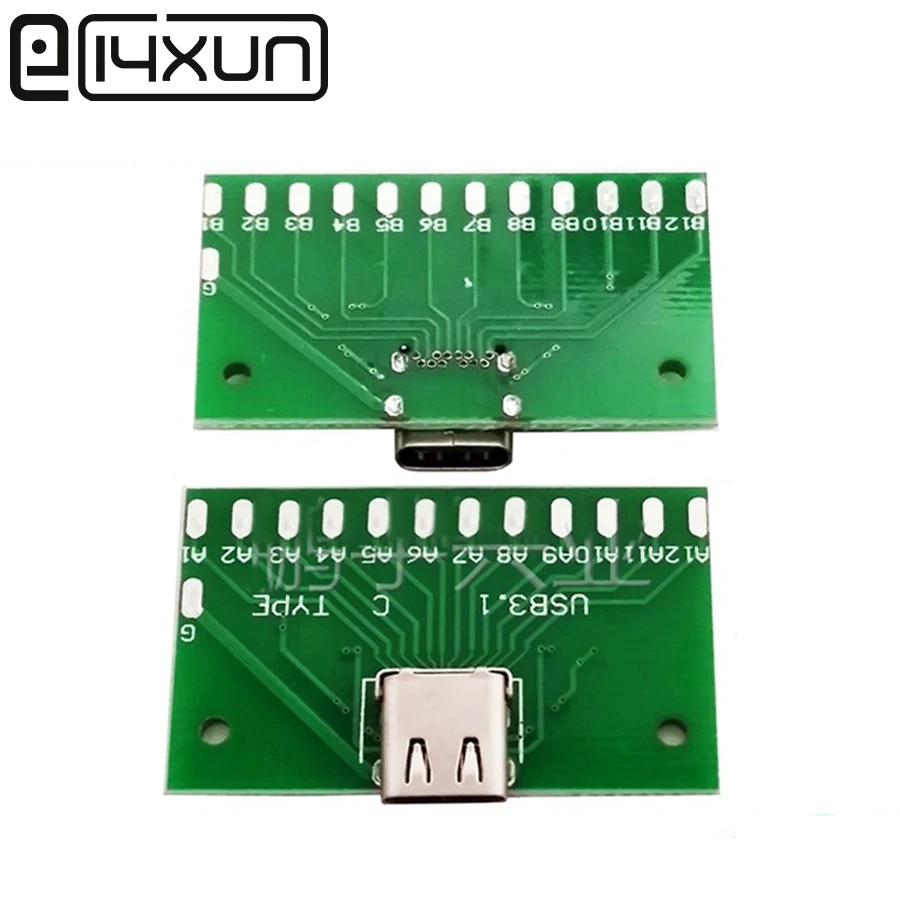 EClyxun 1 шт. USB 3 Type-C тестовая розетка connnector USB3.1 24pin PCB адаптер сварочная плата для