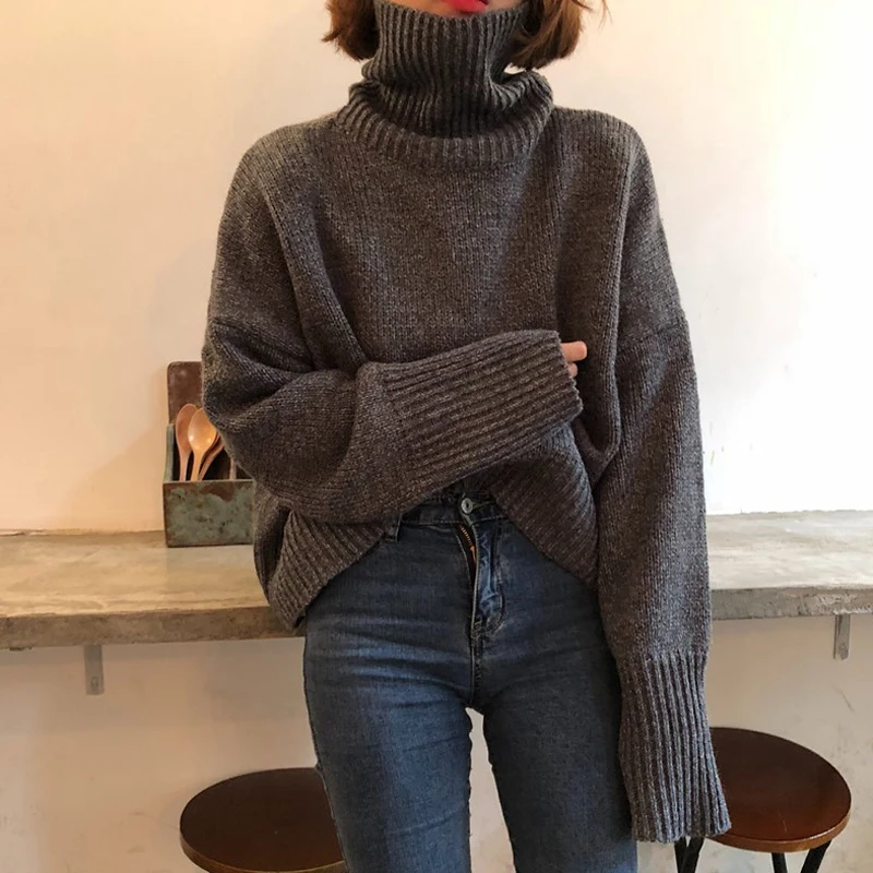 

Blouse Autumn and Winter New Style Korean Version 2018 Loose Thickened Warm High-collar Sweater Autumn Women's Fashion