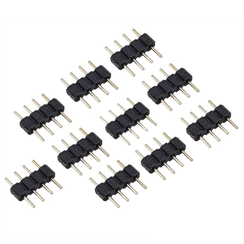 

10pcs/lot double 4pin,For RGB 5050 3528 LED Strip DIY lights insert 4 Pin RGB Connector Adapter pin needle male type